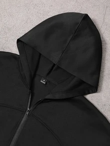 Manfinity Hypemode Men's Solid Color Long Sleeve Zip-Up Casual Hoodie - Black - View 5
