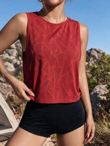 Exploreva Exploreva Casual Solid Color Breathable Sports Tank Top, Summer - Red - View 3