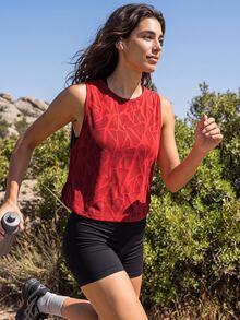 Exploreva Exploreva Casual Solid Color Breathable Sports Tank Top, Summer - Red - View 5