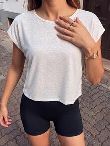 Dewbera Dewbera Women's Casual Minimalist Floral Print Sports T-Shirt For Fitness And Outdoor - White - View 4