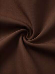 SHEIN Clasi Plus Size Women's Autumn/Winter Elegant Smart Casual Commute Daily Office Business Versatile Ruffle Draped Collar Patchwork Solid Color Jacket Brown - Coffee Brown - View 6