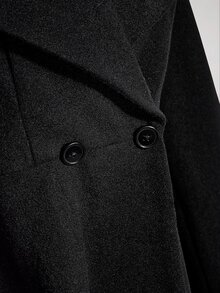 SHEIN ICON Plus-Size Women's Retro Sexy Formal Simple Elegant Large Lapel Urban Commuting Heiress Style Double-Breasted Black Overcoat Autumn Office Evening - Black - View 7