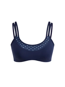 SHEIN Cheerettes Women's 2 In 1 Patchwork Casual Daily Sports Bra - Blue - View 3