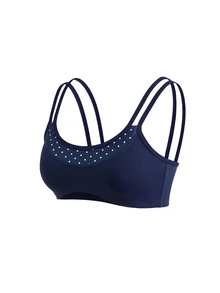SHEIN Cheerettes Women's 2 In 1 Patchwork Casual Daily Sports Bra - Blue - View 8