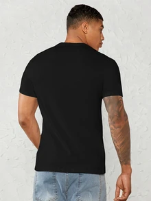 Mainfolk Men 100% Cotton Solid V Neck Tee, Vacation, Father's Day Gifts, Football - Black - View 2