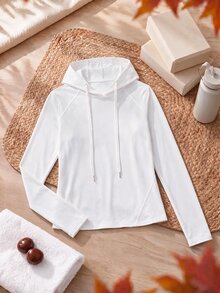 SHEIN Cheerettes 女款長袖極簡風運動運動衫 - 白色 - 查看 2