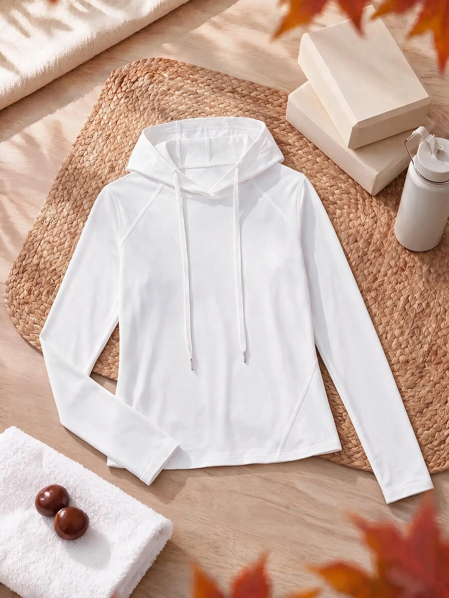 SHEIN Cheerettes Women's Long Sleeve Minimalist Sports Sweatshirt - White - View 1