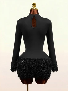Mistrie Women's Solid Color Casual Elegant Daily Autumn Dress Cocktail Night Out Black - Black - View 4