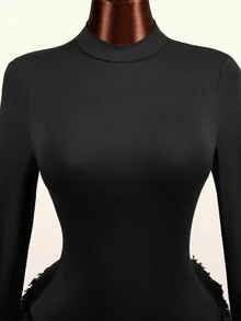 Mistrie Women's Solid Color Casual Elegant Daily Autumn Dress Cocktail Night Out Black - Black - View 9