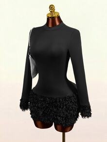 Mistrie Women's Solid Color Casual Elegant Daily Autumn Dress Cocktail Night Out Black - Black - View 6