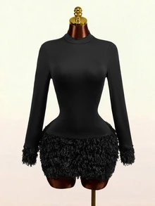 Mistrie Women's Solid Color Casual Elegant Daily Autumn Dress Cocktail Night Out Black - Black - View 7