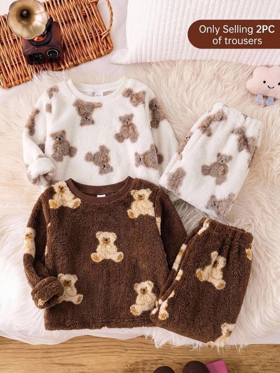 SHEIN Young Girl 2PCS Young Girls Sweatpants Winter - Multicolor - View 1