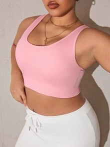 Rhythm Era Plus Size Women's Seamless Sports Bra With Wide Strap - Pink - View 6