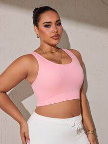 Rhythm Era Plus Size Women's Seamless Sports Bra With Wide Strap - Pink - View 5