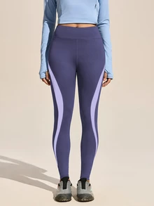 WanderVale Color Block Patchwork Outdoor Sports Leggings - Multicolor - View 8