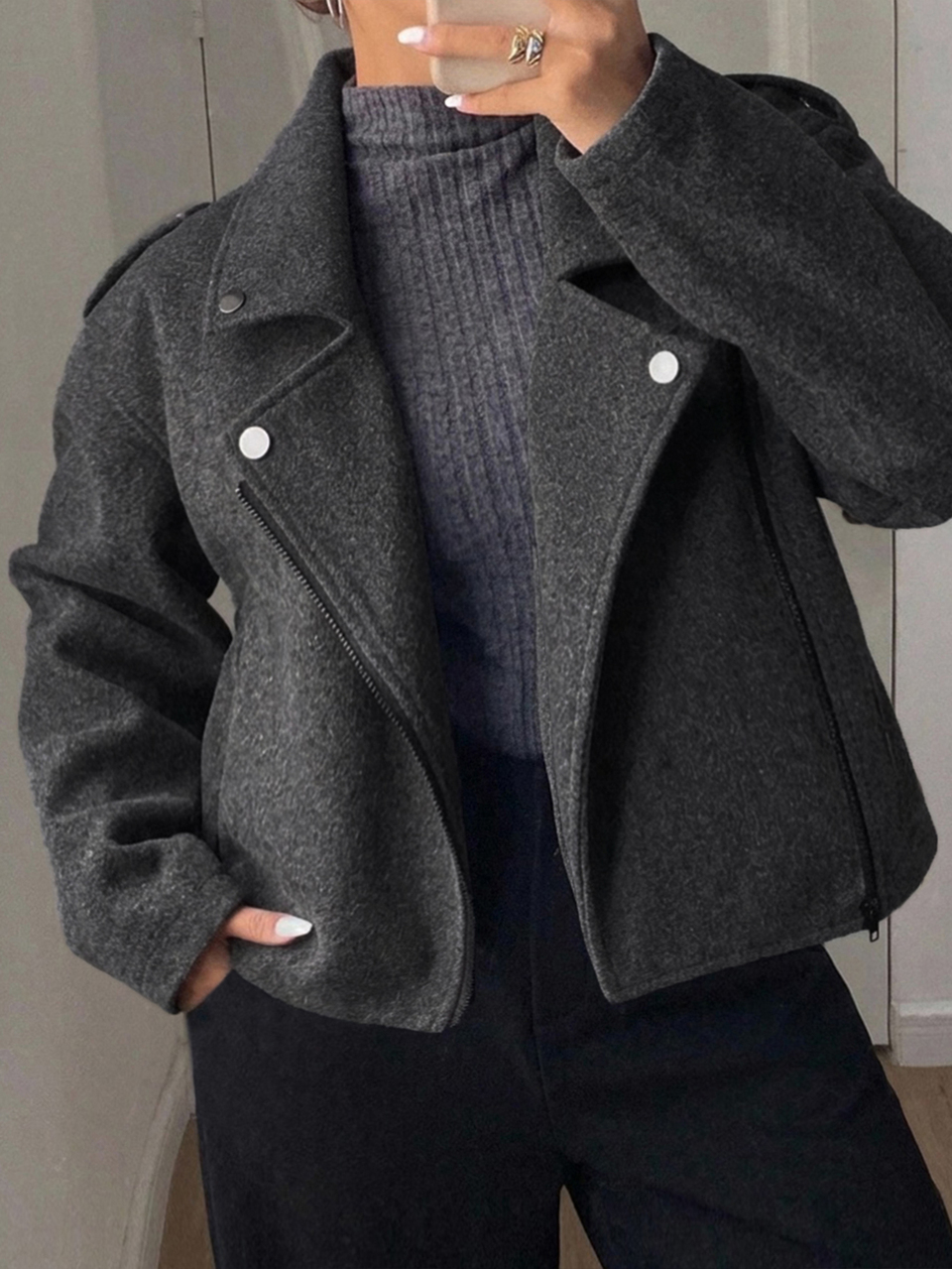 Dazy Plus Autumn/Winter New Loose Casual Wool-Like Thickened Fun Commuter Trench-Style Jacket Coat