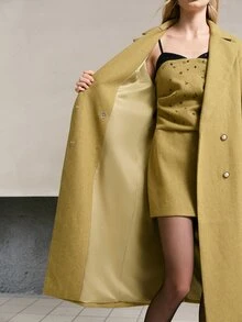 MOTF PREMIUM WOMEN'S AUTUMN/WINTER WOOL BLEND MID-LENGTH COAT - Mustard Yellow - View 9