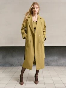 MOTF PREMIUM WOMEN'S AUTUMN/WINTER WOOL BLEND MID-LENGTH COAT - Mustard Yellow - View 4