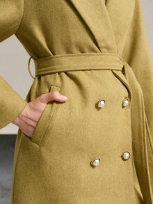 MOTF PREMIUM WOMEN'S AUTUMN/WINTER WOOL BLEND MID-LENGTH COAT - Mustard Yellow - View 8
