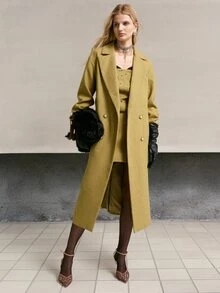 MOTF PREMIUM WOMEN'S AUTUMN/WINTER WOOL BLEND MID-LENGTH COAT - Mustard Yellow - View 5