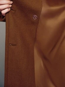 MOTF PREMIUM Mantel panjang minimalis dengan kerah besar - Coklat - View 3