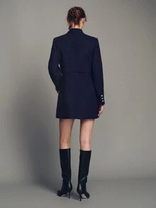 MOTF PREMIUM CASUAL MILITARY STYLE PHOENIX SMALL STAND COLLAR SHORT OVERCOAT - Navy Blue - View 7
