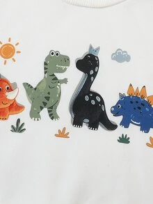 Souflis Souflis 幼兒男童可愛白色水藍色卡通恐龍長袖圓領厚毛絨套頭衛衣，適合戶外、學校、家庭秋季穿搭 - 彩色 - 查看 8