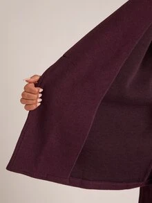 SHEIN BAE Women's Vintage Button Long Sleeve Lapel Overcoat - Red Violet - View 7