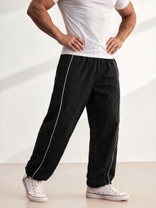 Driftmere Men's Drawstring Waist Casual Fitness Sports Pants Fall Breathable Sweat Pants, Gym - Black - View 2