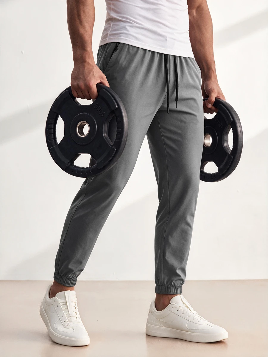 Driftmere Men's Drawstring Waist Pockets Cuffed Casual Pants, Fall - Dark Grey - View 1