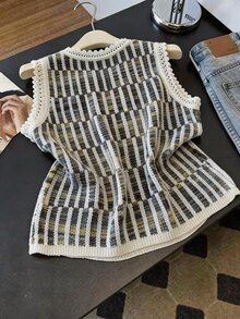 Penseblé 女款高級鏤空針織無袖背心 - 彩色 - 查看 2