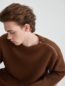 Manfinity CasualKnits Men's Solid Color Crew Neck Drop Shoulder Long Sleeve Casual Loose Fit Sweater Comfortable For Daily Outings And Activities - Brown - View 8