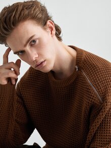 Manfinity CasualKnits Men's Solid Color Crew Neck Drop Shoulder Long Sleeve Casual Loose Fit Sweater Comfortable For Daily Outings And Activities - Brown - View 10