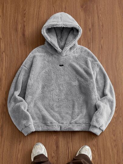 SWAVVY Men's Knitted Fashion Casual Loose Fit English Embroidery Long Sleeve Hoodie