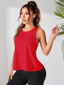 Eassivo Eassivo 女款純色交叉露背健身運動背心 紅色 女款交叉露背健身房上衣 健身運動 夏季 簡約運動風 - 紅色 - 查看 8