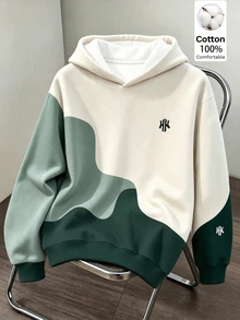 Daypath Men's Geometric Color Block Print Hoodie, 100% Cotton - Multicolor - View 5