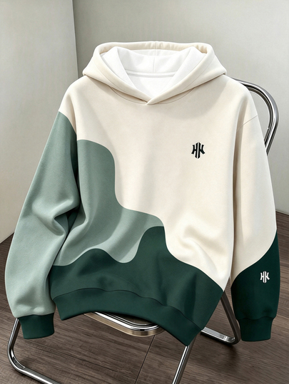 Daypath Herrs hoodie med geometriskt färgblocksmönster, 100 % bomull