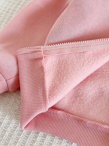 SHEIN Baby Girl Knit Solid Color Casual Open Front Autumn Sweatshirt, Fall, Pink - Pink - View 5