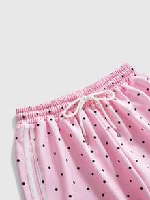 ROMWE Vintage Y2K Sweet Retro Polka Dot Versatile All-Match Casual Ultra Low Waist Loose Women's Sweatpants - Pink - View 4
