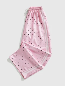 ROMWE Vintage Y2K Sweet Retro Polka Dot Versatile All-Match Casual Ultra Low Waist Loose Women's Sweatpants - Pink - View 1