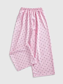 ROMWE Vintage Y2K Sweet Retro Polka Dot Versatile All-Match Casual Ultra Low Waist Loose Women's Sweatpants - Pink - View 3