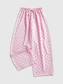 ROMWE Vintage Y2K Sweet Retro Polka Dot Versatile All-Match Casual Ultra Low Waist Loose Women's Sweatpants - Pink - View 2