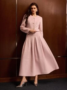 MOTF PREMIUM MANTEL WOL PENDEK WANITA UNTUK MUSIM GUGUR/DINGIN - Berwarna merah muda - View 7