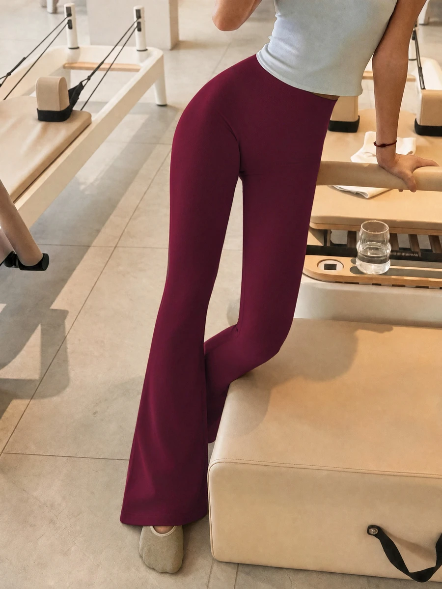 Eassivo Eassivo 女款純色休閒百搭日常旅行運動喇叭褲 - 紅色 - 查看 1