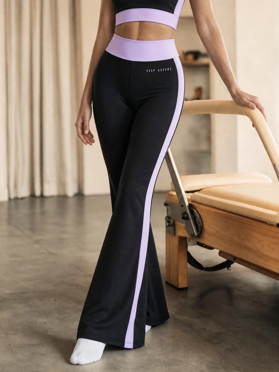 Eassivo Eassivo Women's Colorblock Patchwork Flare Leg Sports Pants - Multicolor - View 1