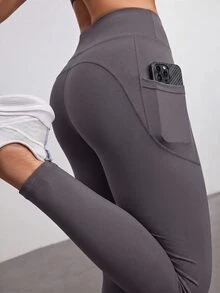 Eassivo Women's Casual Versatile Slim Fit Pocket Sports Leggings - Flint Stone - View 3