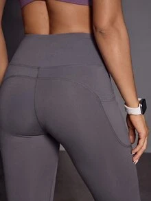 Eassivo Women's Casual Versatile Slim Fit Pocket Sports Leggings - Flint Stone - View 4