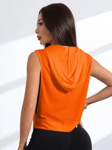 Eassivo Eassivo Women's Letter Print Drawstring Hooded Sweatshirt - Orange - View 6