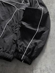 AXEPEAK Men's Geometric Print Long Sleeve Zip-Up Hooded Jacket And Pants Casual Set - Black - View 6