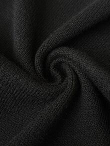 Elaquor Plus Size Women's Contrast Color Round Neck Long Sleeve Single-Breasted Casual Knitted Cardigan In Fall/Winter - Black - View 8